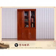 多孚办公家具办公柜木质实木皮文件柜油漆书柜玻璃门斗柜柜子