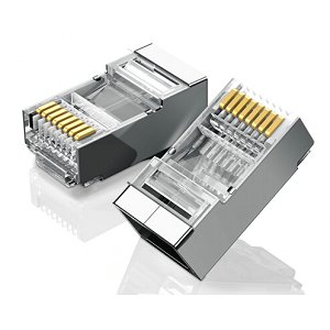 六类RJ45水晶头 6类千兆工程级网络连接器 Cat6带屏蔽电脑8p8c网线接头镀金 100个 50248
