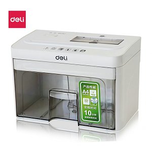 得力(deli)个人办公静音桌面碎纸机 4级保密多功能碎纸机文件粉碎机92614
