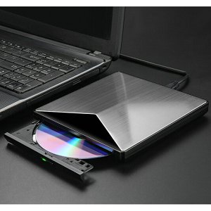 移动光驱 usb3.0高速读写 CD/DVD刻录机 支持台式机/一体机/笔记本/苹果电脑全面 兼容 银黑色外置星人光驱