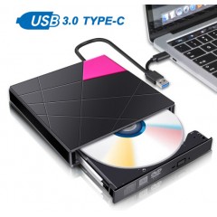 外置移动光驱 读卡器 USB扩展口 三合一外接USB3.0光驱 台式电脑笔记本适用 黑色 USB3.0黑色刻录机