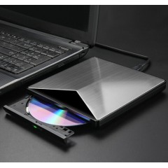 移动光驱 usb3.0高速读写 CD/DVD刻录机 支持台式机/一体机/笔记本/苹果电脑全面 兼容 银黑色外置星人光驱