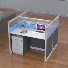 办公家具现代简约职员桌办公屏风位隔断办公桌简约员工位 直行两人位 含柜